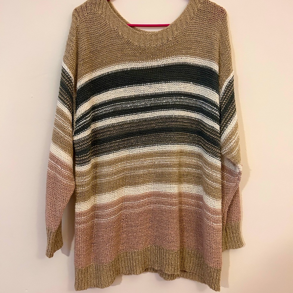 Cato Fashions Plus-Size Striped Sweater.
